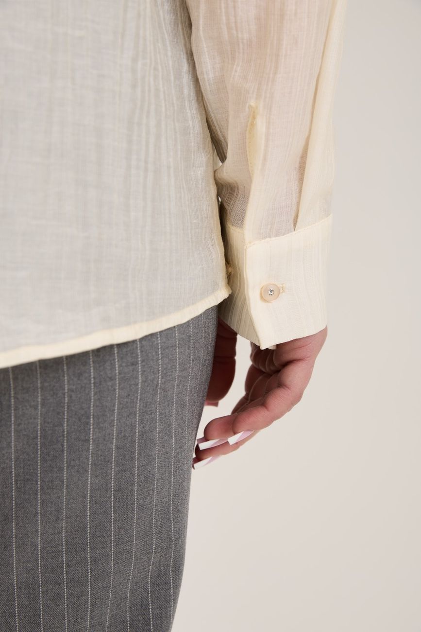 Блузка с отложным воротником, сливочный