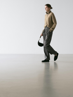 Massimo Dutti Брюки в тонкую полоску с вытачками, угольный