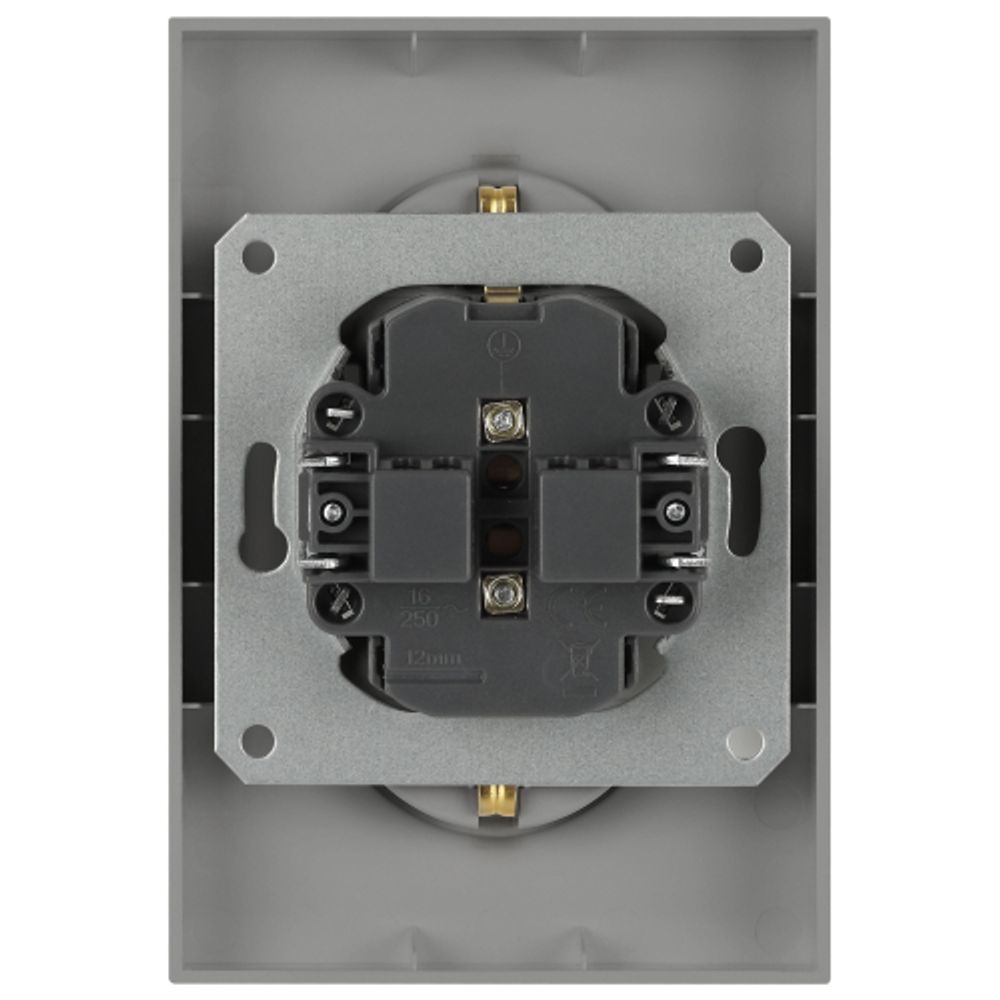 Розетка ЭРА Arktik 16-2105-03 двойная с заземлением 2X2P+E Schuko со шторками 16А-250В алюминий | Эра Arktik