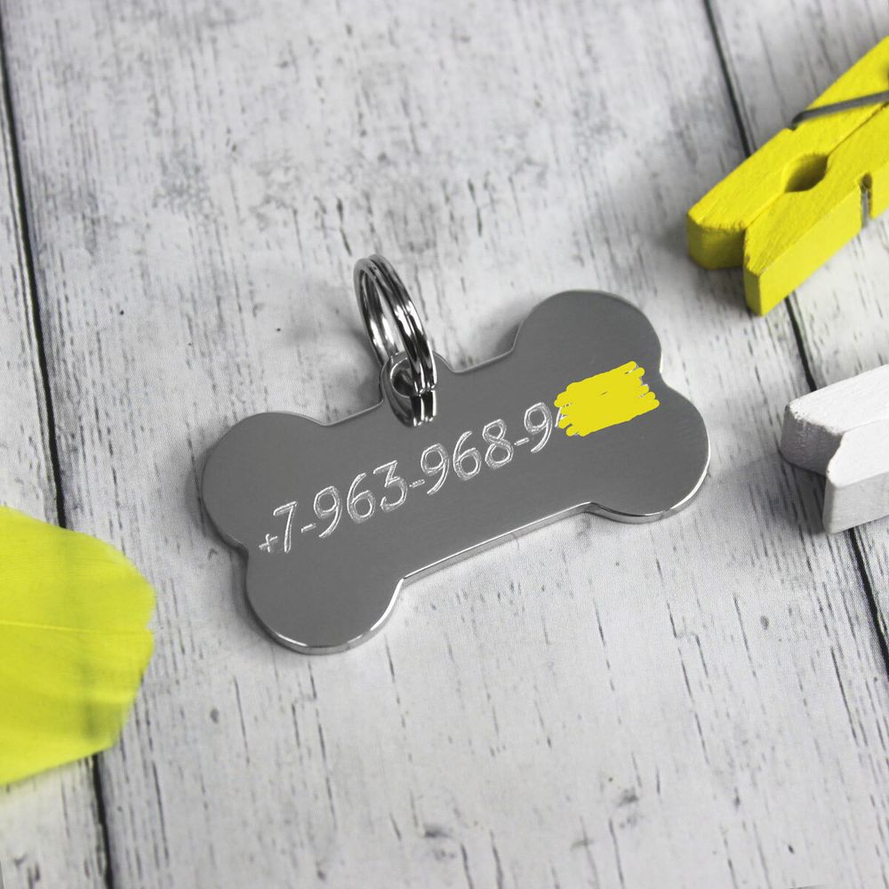 Адресник для животных Косточка с гравировкой на заказ