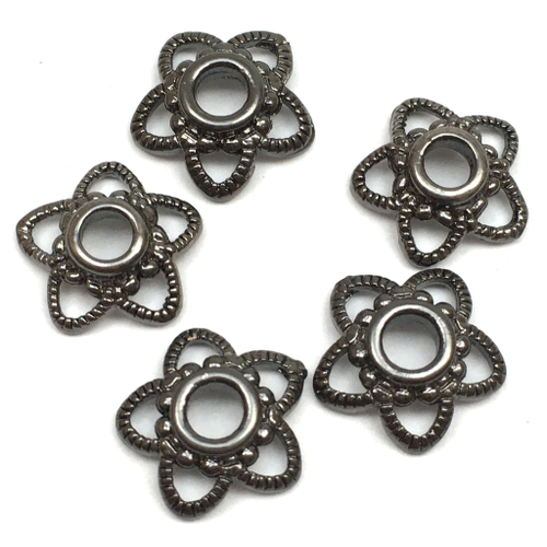 Шапочки для бусин 10х3 мм, черный родий