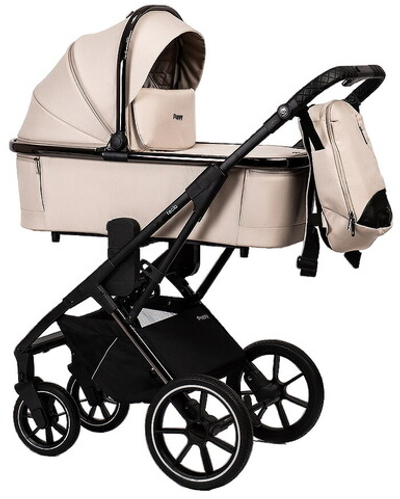 Детская коляска Peppy Tecla 3 в 1 Stone Chrome Edition (Бежевый)