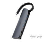 USB HUB Type-C/HDMI/Type-C PD60W Hoco HB13 silver-grey
