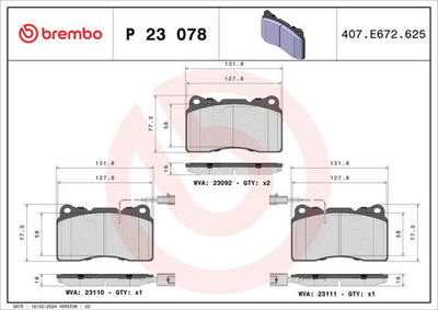 BREMBO - P23078-BRB - Brake Pad Set, disc brake