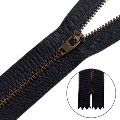 Молния джинсовая, Т4, L 20 см, чёрный/антик