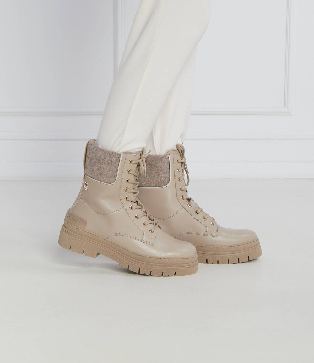 Кожаные ботильоны Tommy Hilfiger - бежевый(FW0FW07500)