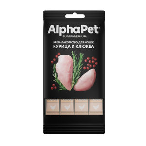 Крем-лакомство для кошек AlphaPet Superpremium с курицей и клюквой