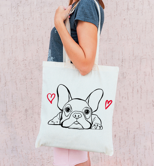 Тканевая сумка "Французский бульдог - любовь"