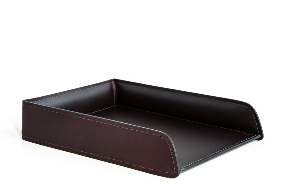 Лоток А4 горизонтальный PREMIUM из кожи  Full Grain Brown/Cuoietto черный