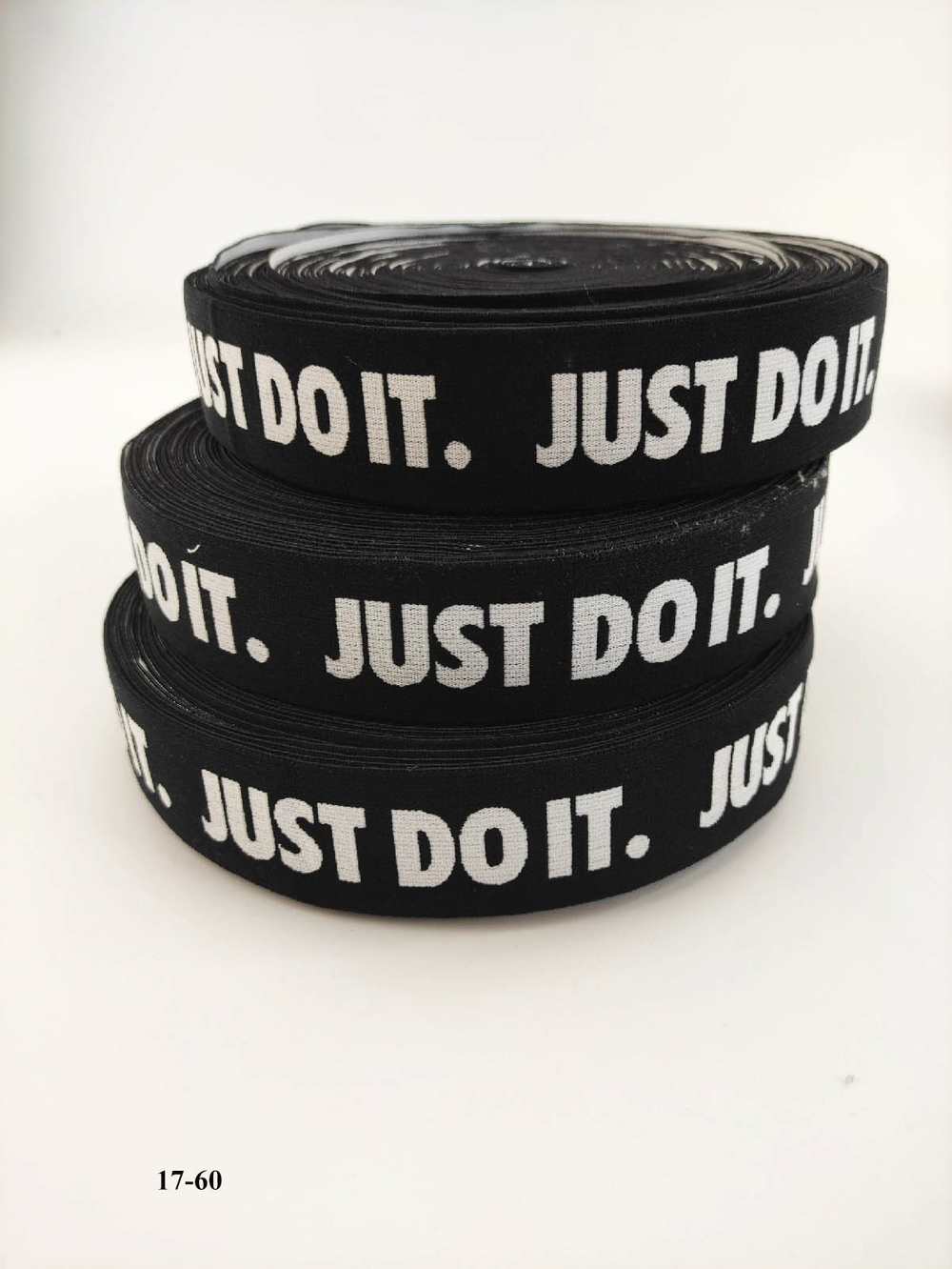 JUST DO IT НА ЧЕРНОМ резинка боксерная ВЫВЯЗАННАЯ (длина 20 м) (1025 таб.)