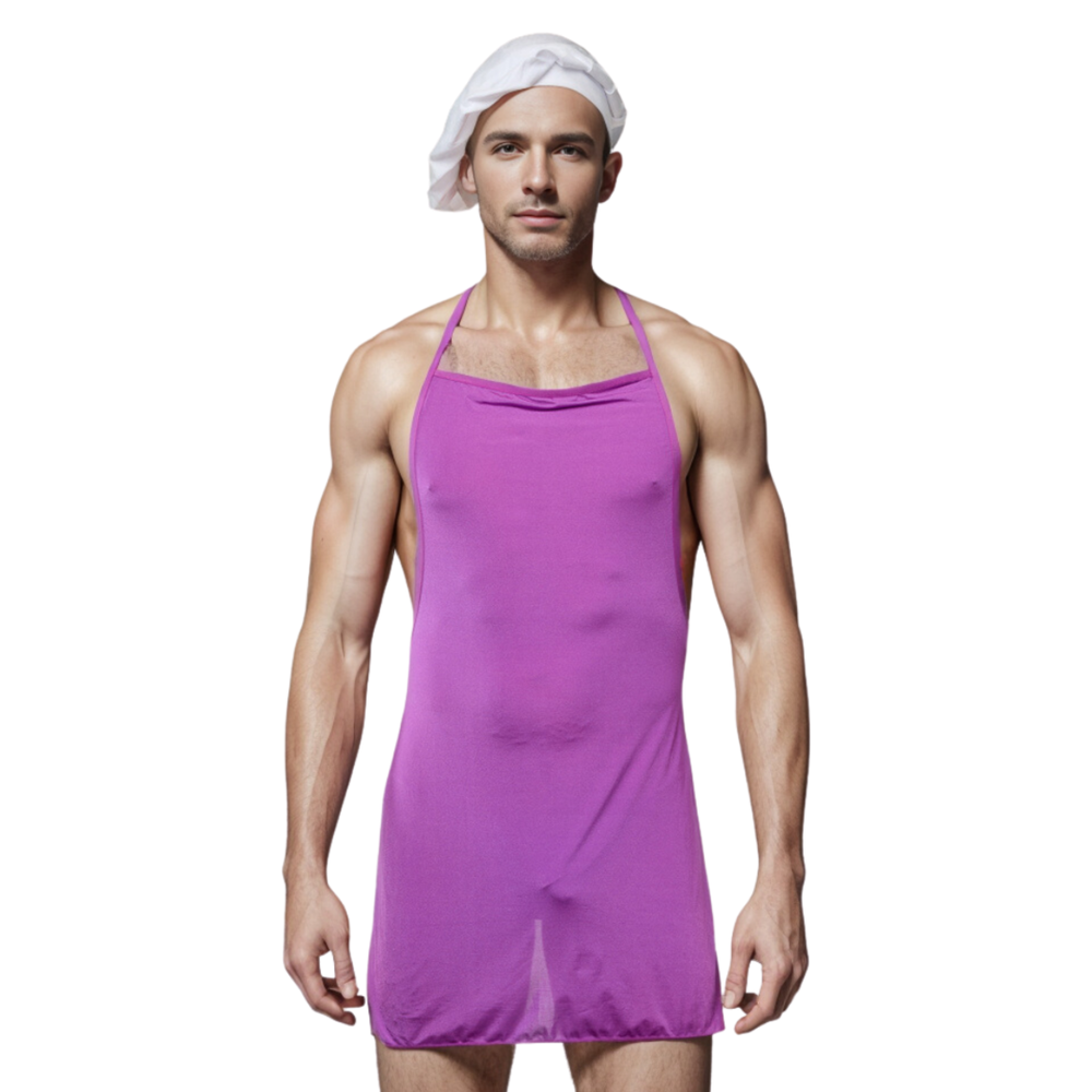 Мужской костюм "Повар" фиолетовый 3 в 1: стринги, фартук, колпак LaBlinque LB15740