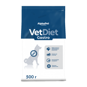 Сухой диетический корм AlphaPet VetDiet GASTRO для взрослых собак при острых расстройствах пищеварения, в реабилитационный период и при истощении
