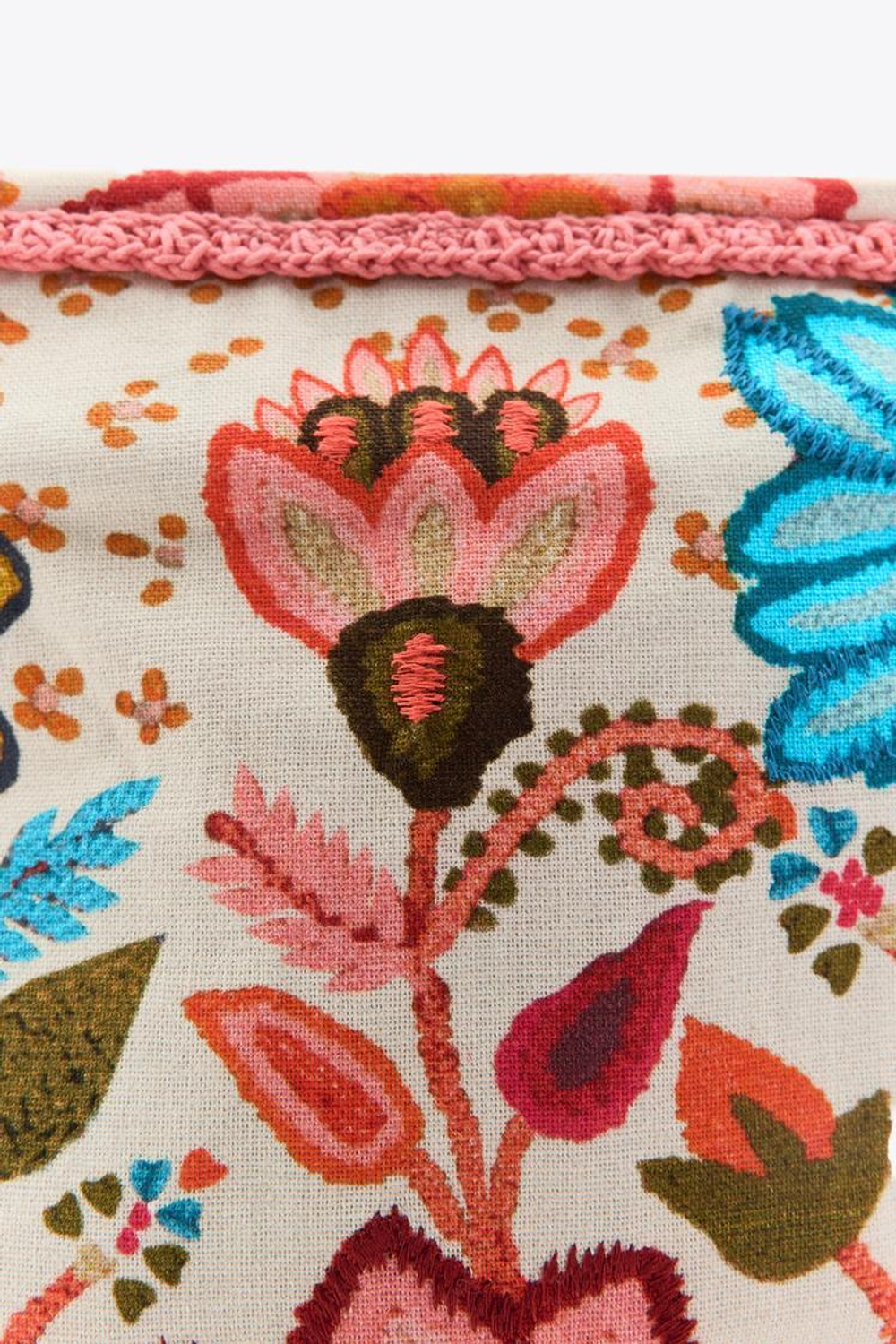 ZARA НЕСЕССЕР С ВЫШИВКОЙ И ЦВЕТОЧНЫМ ПРИНТОМ, РАЗНОЦВЕТНЫЙ