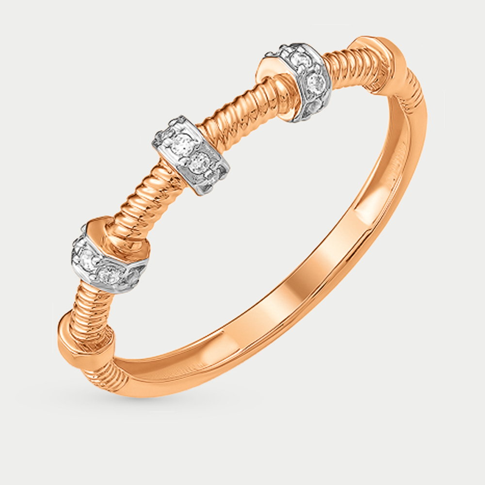 Кольцо из розового золота 585 пробы с фианитами для женщин (арт. К13215654)