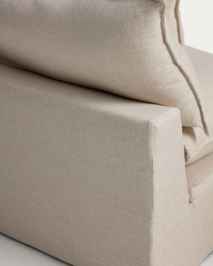 Модульный двухместный диван Anarela из бежевого льна и вискозы со съемным чехлом, 180 см