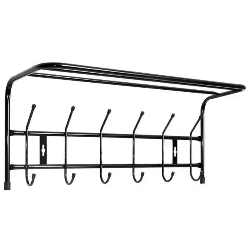 Вешалка настенная 6 крючков с полкой, 600, Черный, ВП6/Ч