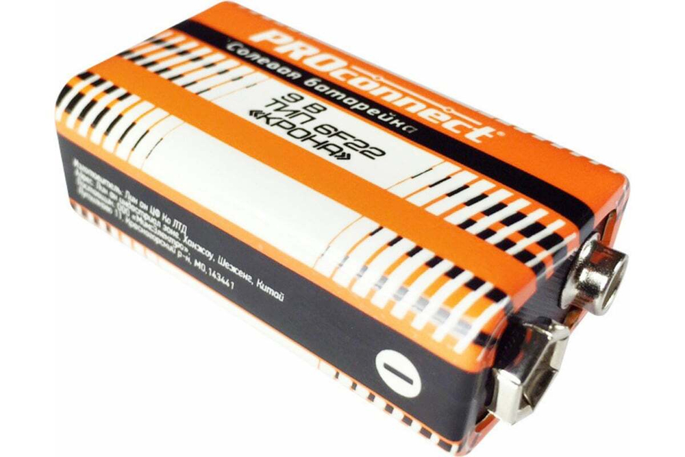 Солевая батарейка PROCONNECT 9V 6F22 Крона 30-0030