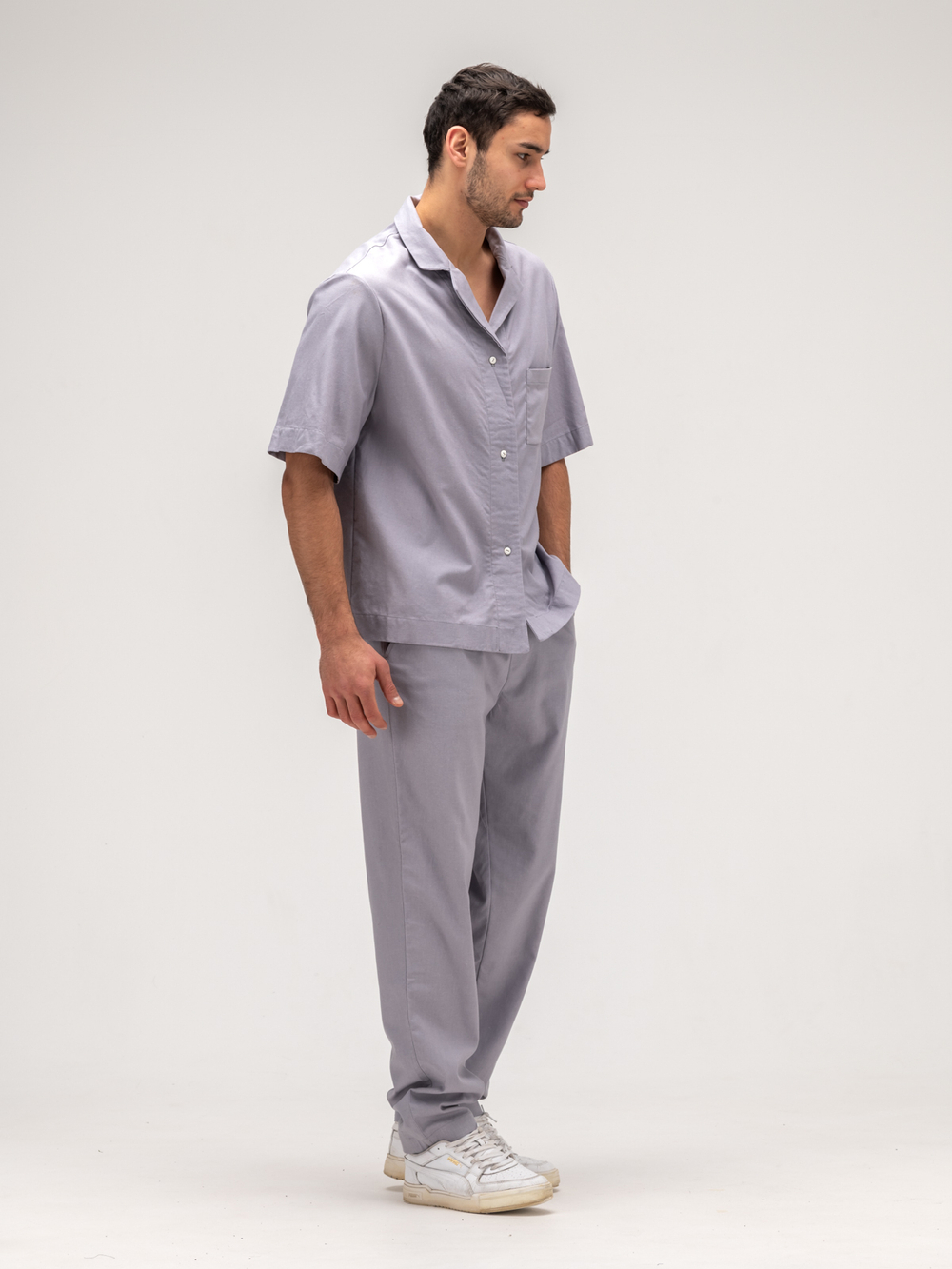 Костюм мужской льняной. Рубашка с брюками.Грей