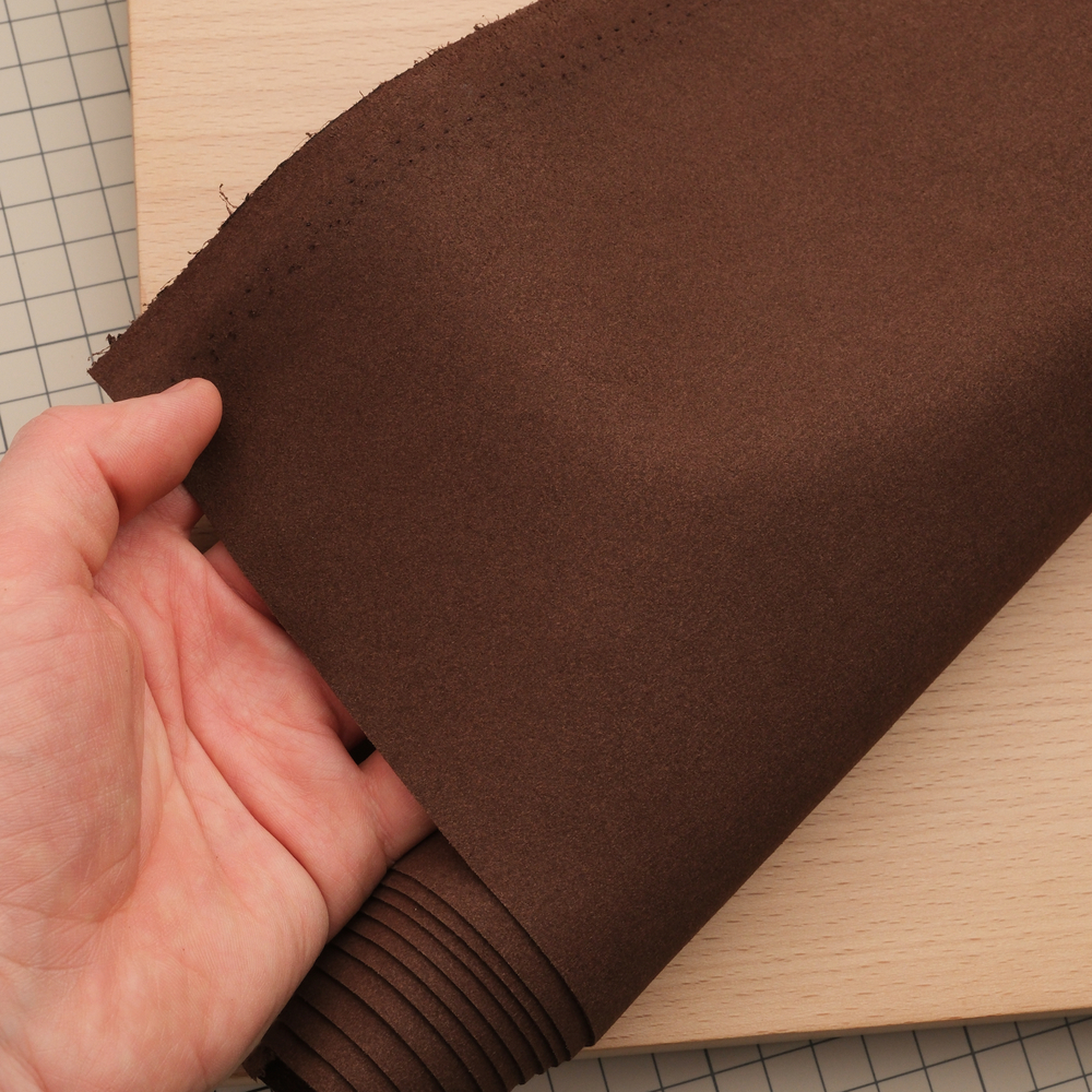 Микрофибра 0,7 мм а-ля велюр, цвет темно-коричневый, лист 140*50 см