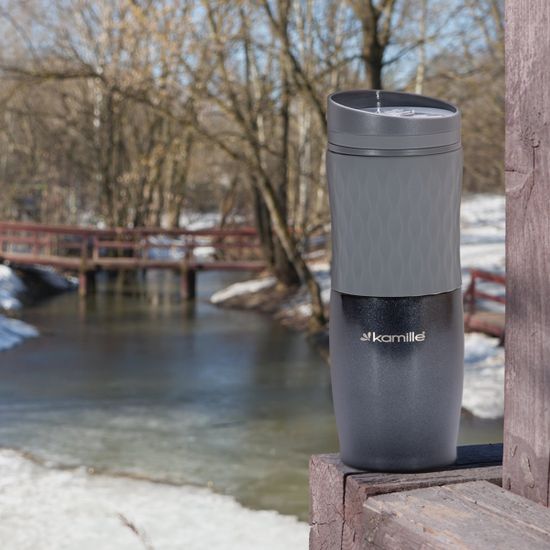 Термокружка 500 мл. Kamille KM 2047 из нержавеющей стали с TPR вставкой
