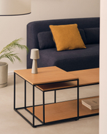 Yoana Набор из 2 журнальных столиков из дубового шпона и основой из белого металла 80 x 80 см