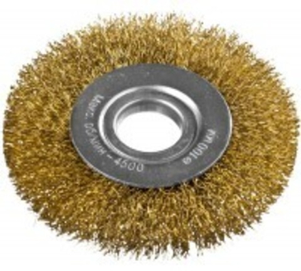 Щетка дисковая для УШМ, витая стальная латунированная проволока 0,3мм, 150ммх22мм