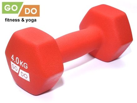 Гантель GO DO в виниловой матовой неопреновой оболочке. Вес 4 кг.  (Красный)