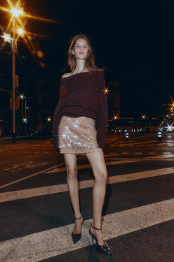 ZARA СВИТЕР ИЗ ТРИКОТАЖА, БУРГУНДИ