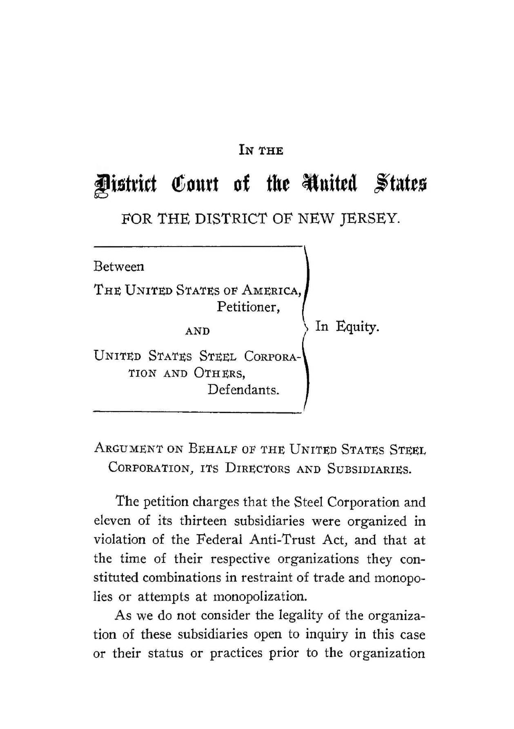 Action brought under the Sherman antitrust law of 1890 | сборник