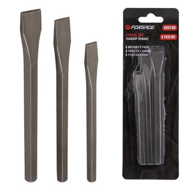 Набор зубил, 3пр.(10х127мм, 13х150мм, 16х160мм),в блистере Forsage F-50310B