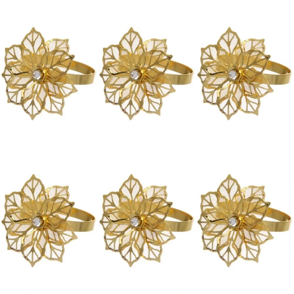 Набор колец для салфеток 6шт «Пуансеттия»4,5*4,5см, золото