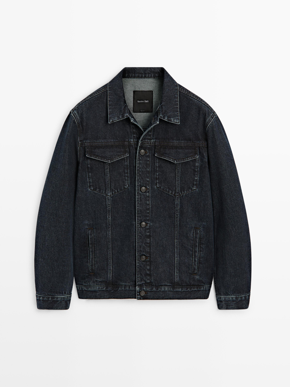 Massimo Dutti Джинсовая куртка с воротником, темно-синий