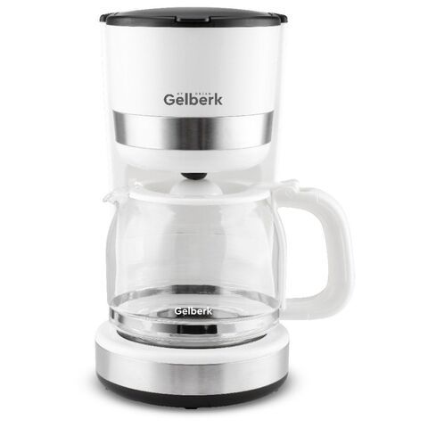 Кофеварка электр, капельная, 1.5 л, Gelberk, 1000 Вт, 12, автооткл, пластик ручка, бел, GL-CD209