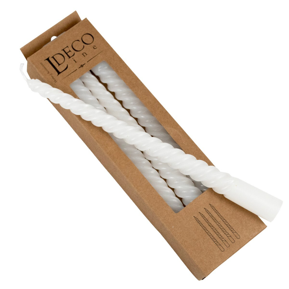 Набор спиральных свечей белый 4 шт 25 см