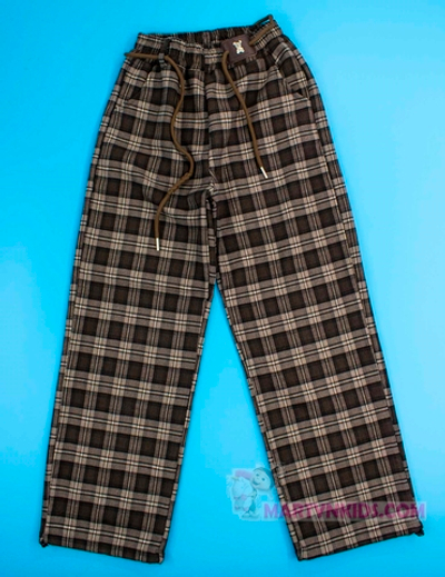 теплые брюки клетка Мишка плис 4876