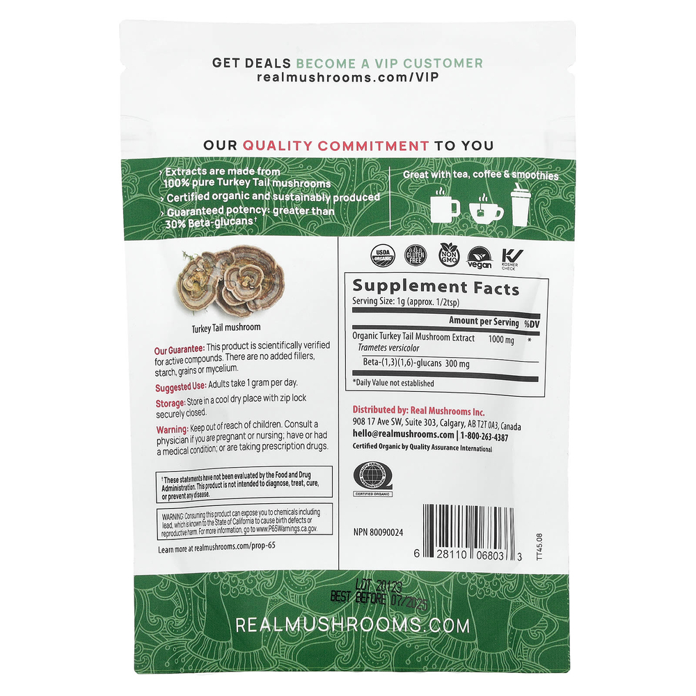 Real Mushrooms, Индейка, порошок экстракта органических грибов, 45 г (1,59 унции)