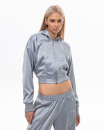SILVER SATIN HOODIE