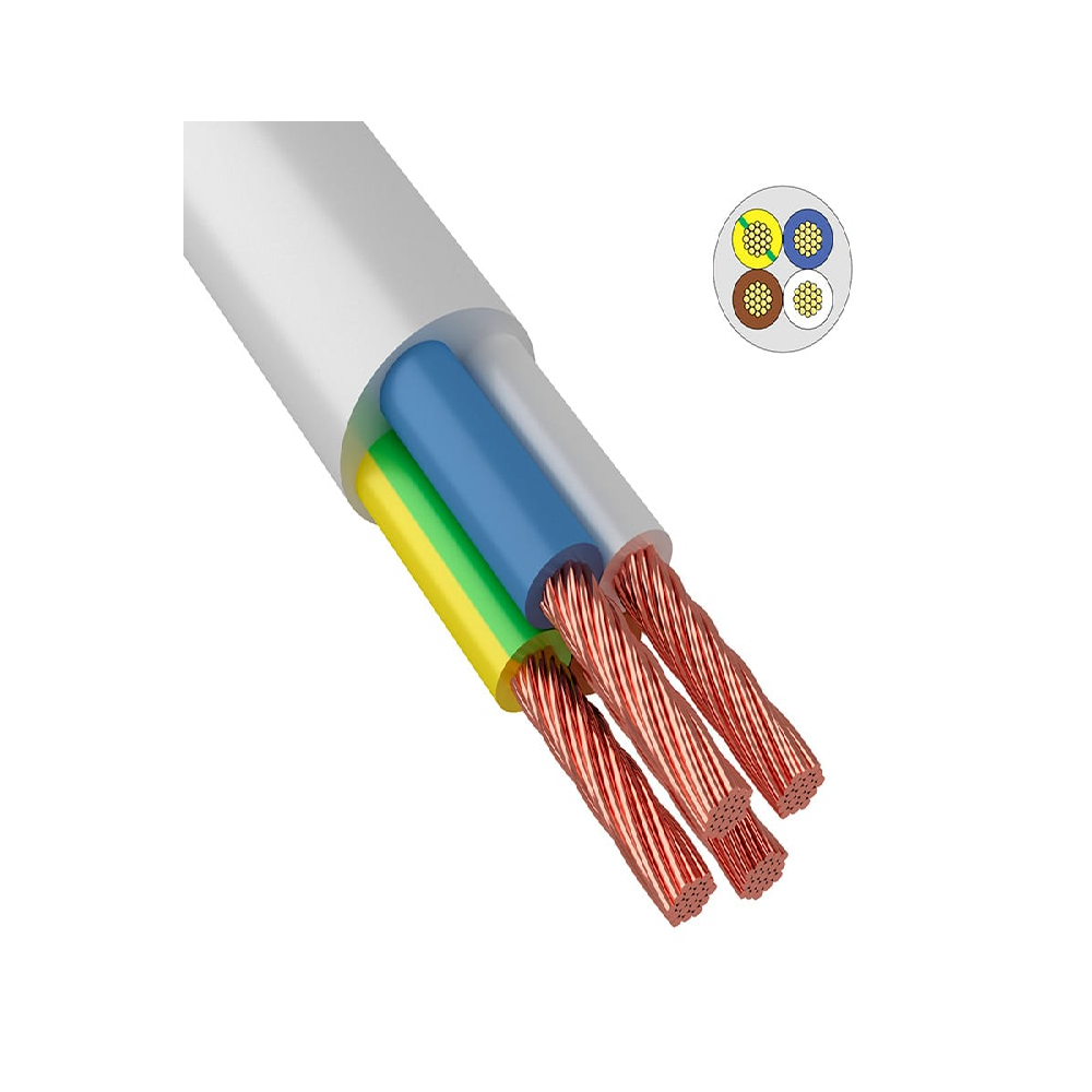 Провод ПВС 4х1 100м! (ГОСТ) (ККЗ Калужский Каб з-д) соединит. белый медн. выс. гибк. дв. из. ПВХ