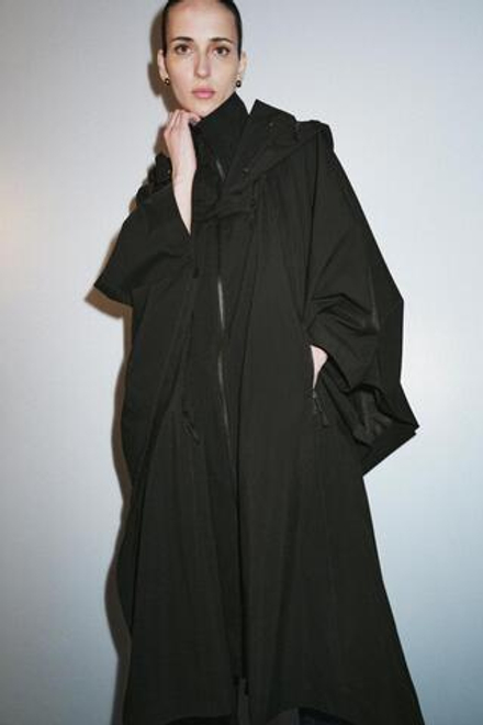 ZARA ТРЕНЧ-НАКИДКА WATER REPELLENT — ZW COLLECTION LIMITED EDITION, ТЕМНЫЙ БУТЫЛОЧНО-ЗЕЛЕНЫЙ