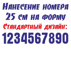 Цена нанесения номера высотой 25 см: с 1- 9 цена 280 руб, с 10- 99 цена 350 руб