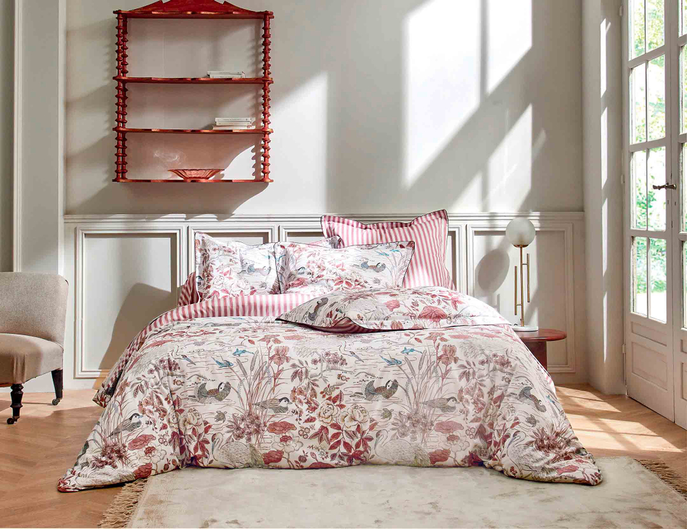 Постельное белье WATER GARDEN rose 200х220 Blanc des Vosges 2 спальное евро Розовый