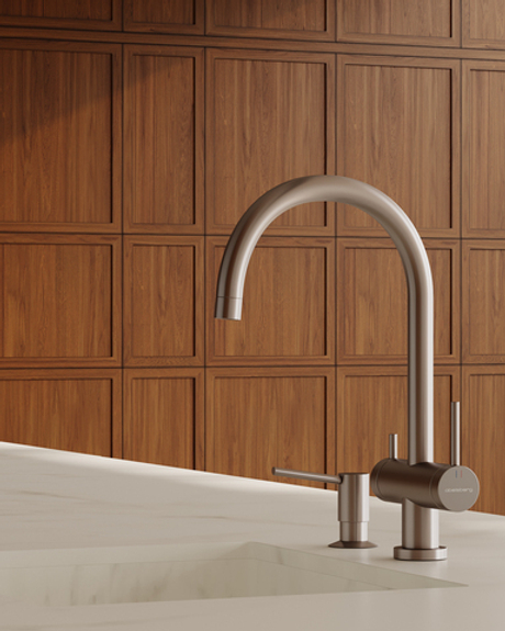 Смеситель для кухни Abelsberg Aera AWF70029BN с возможностью подключения фильтра для воды, цвет титан, PVD покрытие