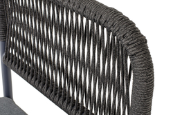"Нуар" стул плетеный из роупа, каркас алюминий темно-серый (RAL7024) муар, роуп темно-серый круглый, ткань темно-серая 027