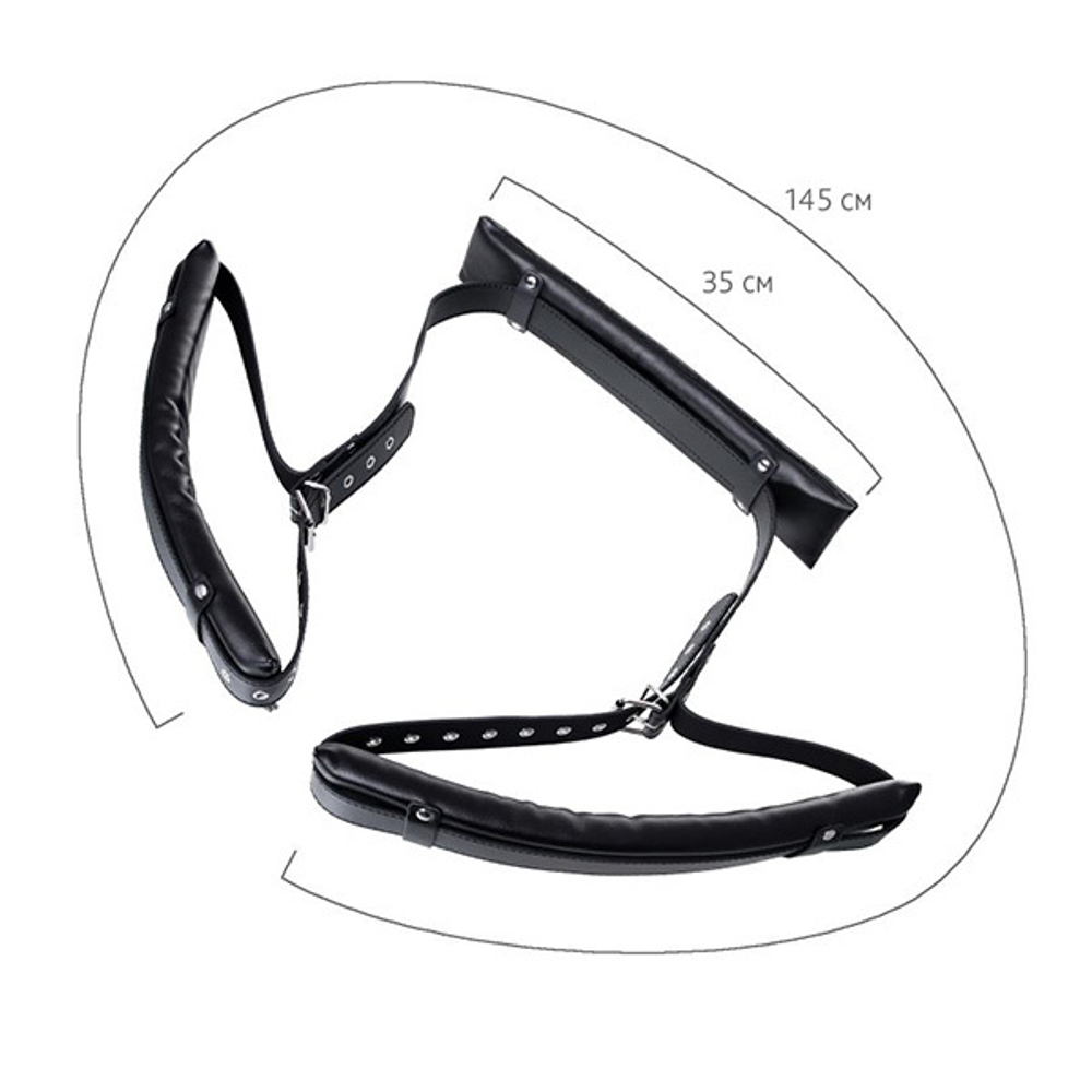 Черные кожаные стропы для фиксации 145см ToyFa Anonymo 310703