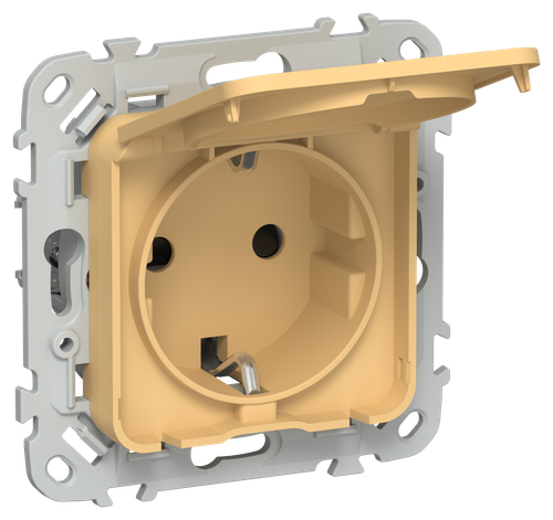 FLITE Розетка с заземлением с защитными шторками и крышкой 16А IP44 РСшкр11-0-44-ФлЗ золотарник IEK