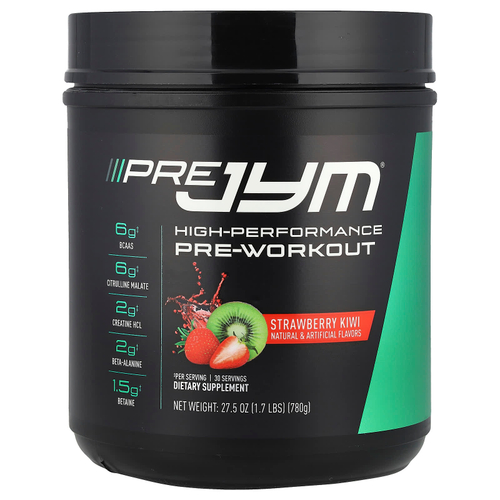 JYM Supplement Science, Pre JYM®, высокоэффективный предтренировочный комплекс, со вкусом клубники и киви, 780 г (1,7 фунта)