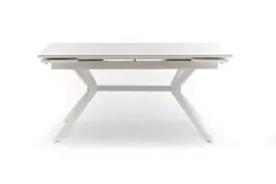 "Меркурий" стол интерьерный раздвижной обеденный из керамики, цвет белый глянцевый