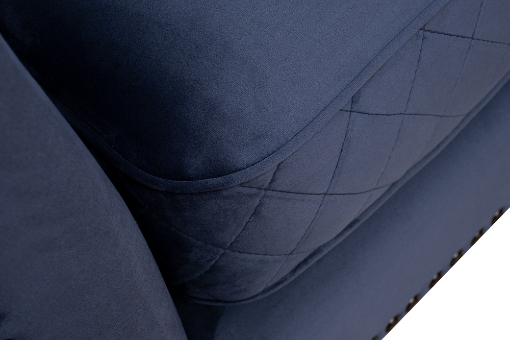 Диван-кушетка Garda Decor Sorrento правый велюровый темно-синий