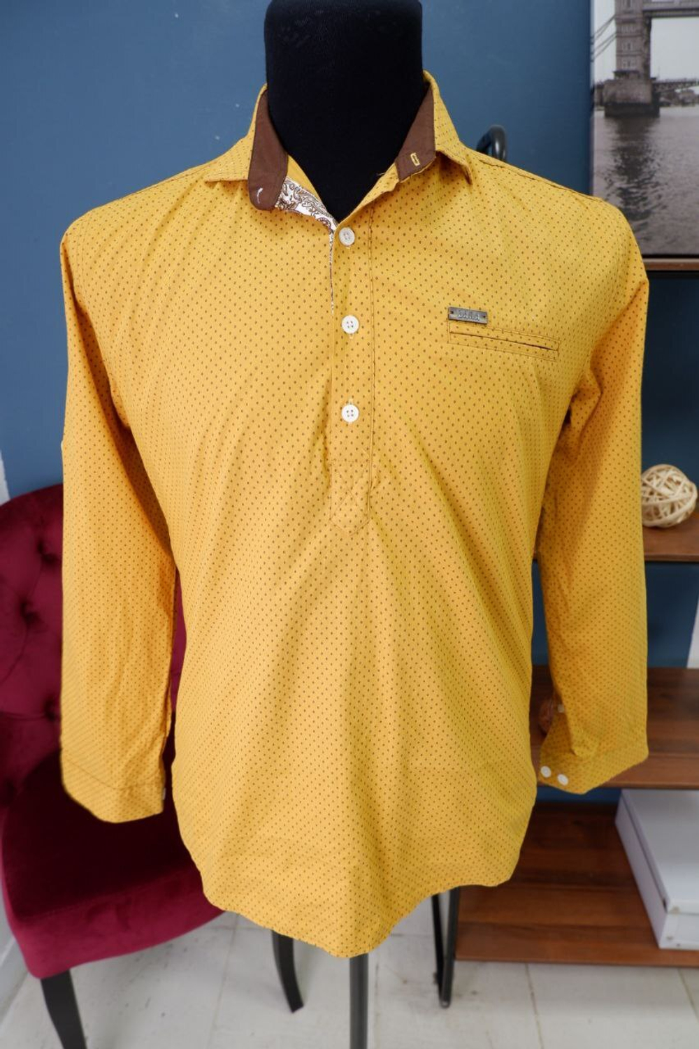 Рубашка Zara с принтом 46 размер