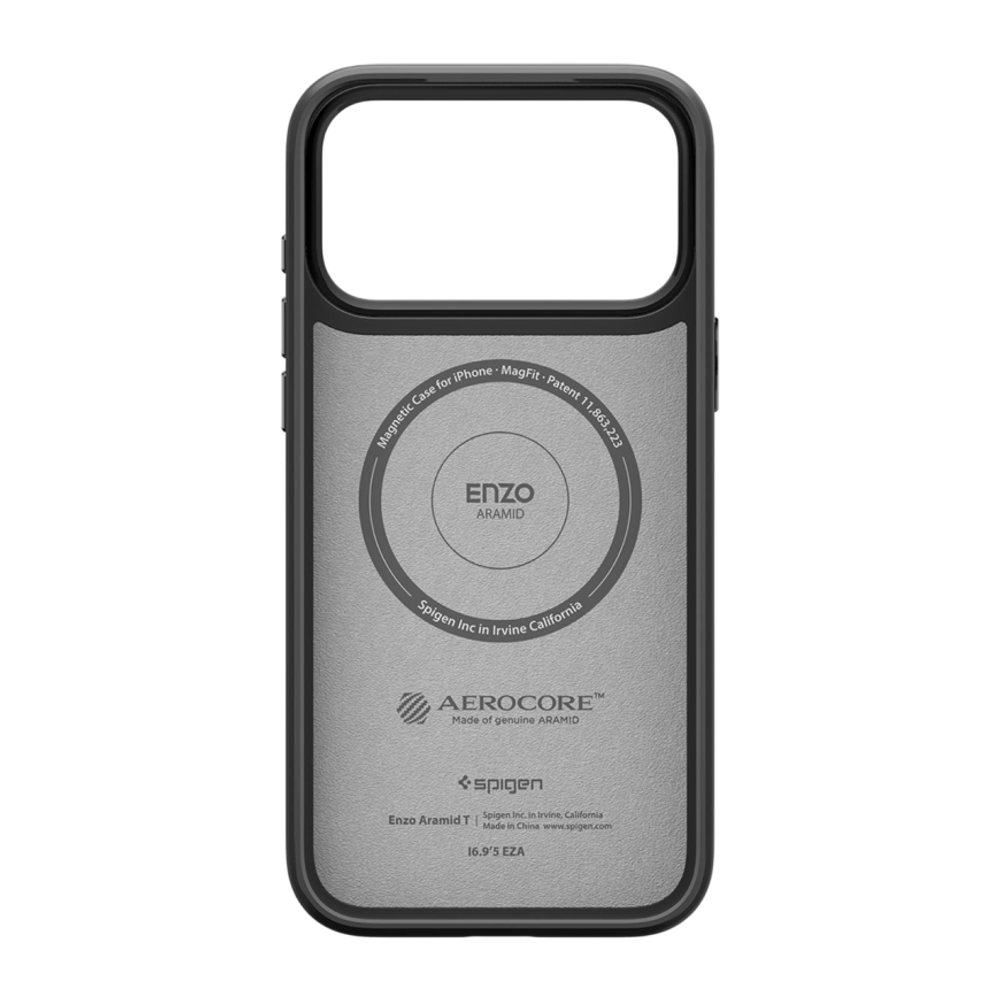 Арамидный чехол MagSafe Spigen Enzo Aramid T (Mag Fit) для iPhone 17 Pro Max Тонкий укреплённый гибридный чехол из арамидного волокна Aerocore с сенсорной накладкой для Контроллера камеры